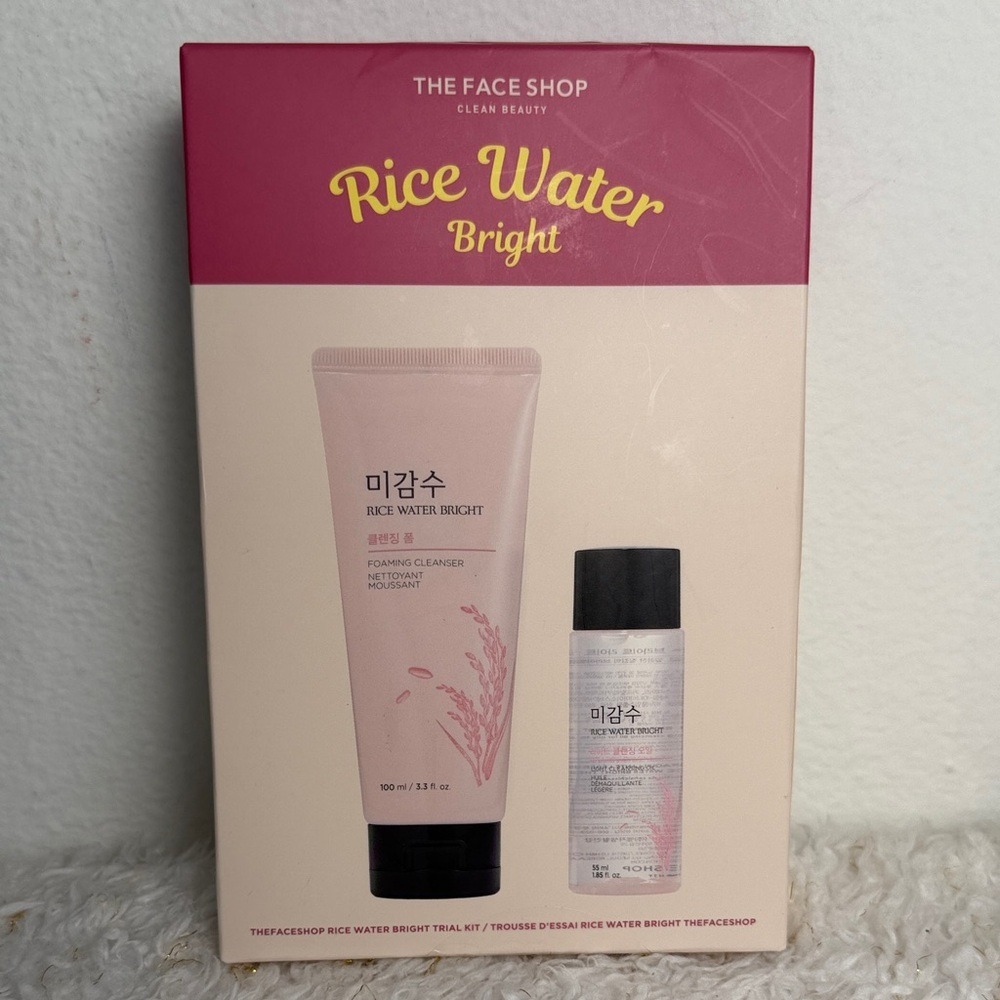 The Face Shop Rice Water Bright Set foaming cleanser and light cleansing oil